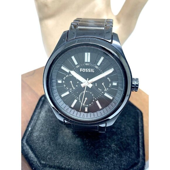 Fossil Men's Watch BQ1509 Quartz Chronograph Black Dial Stainless Steel 45mm - Picture 1 of 14